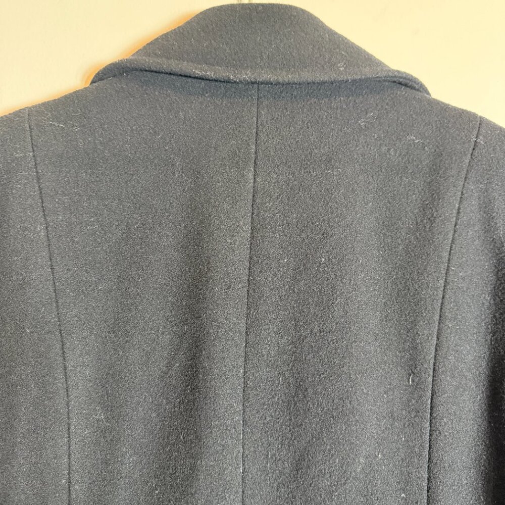 Vintage Charles Klein 100% Wool Long Overcoat Women's 12 Black Minimalist Retro - Picture 12 of 14